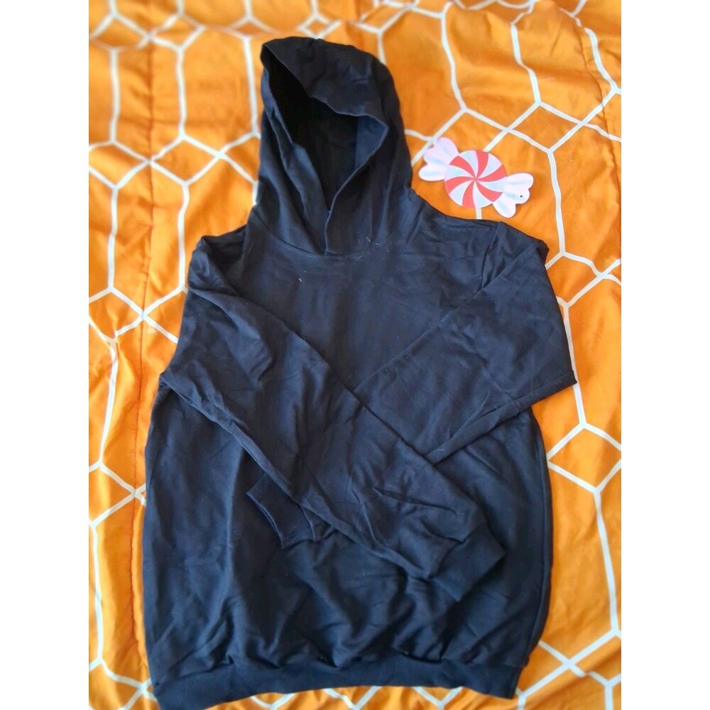Amazon Black Cotton Pullover Hoodie Long Sleeve Solid Hooded for boys